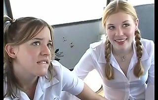 In The Schoolbus-2 cute blow and fuck . HD